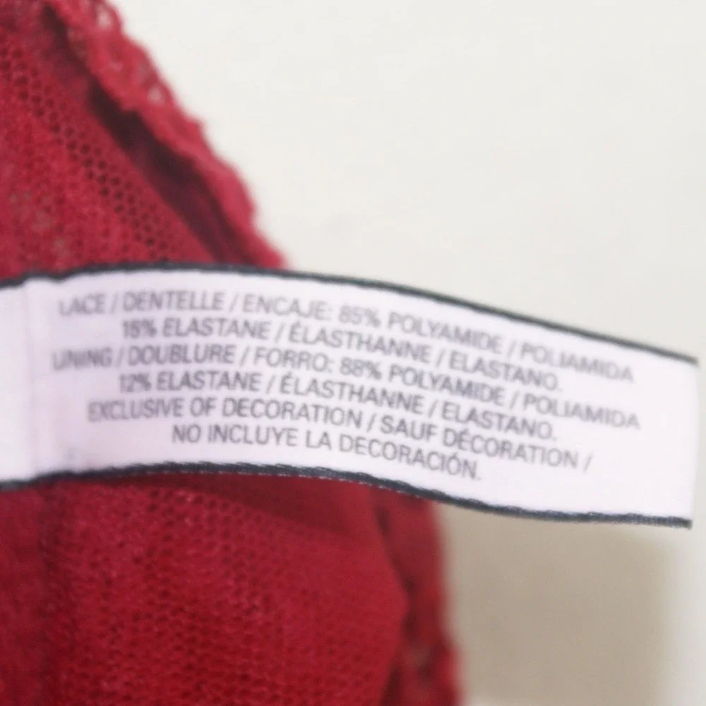 Victorias Secret Burgundy Red Floral Lace Racerback Bralette Medium Wireless